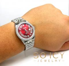 Rolex date just perpetual 36mm custom dome shape diamond bezel 3.50ct