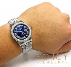 Rolex date just perpetual 36mm custom dome shape diamond bezel 3.50ct