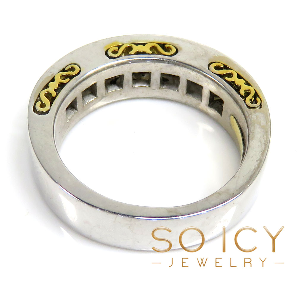 18k two tone gold baguette diamond wedding band 1.50ct
