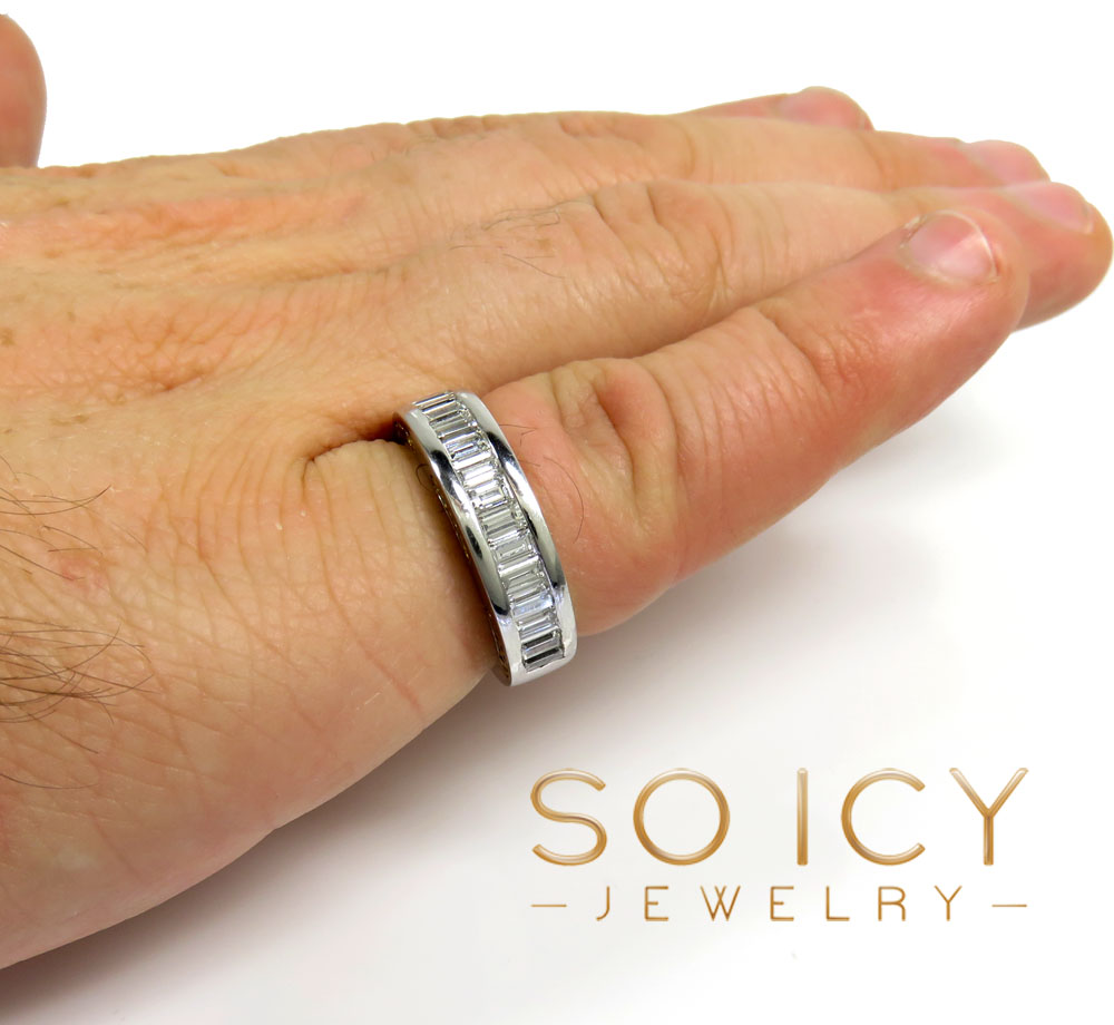 18k two tone gold baguette diamond wedding band 1.50ct