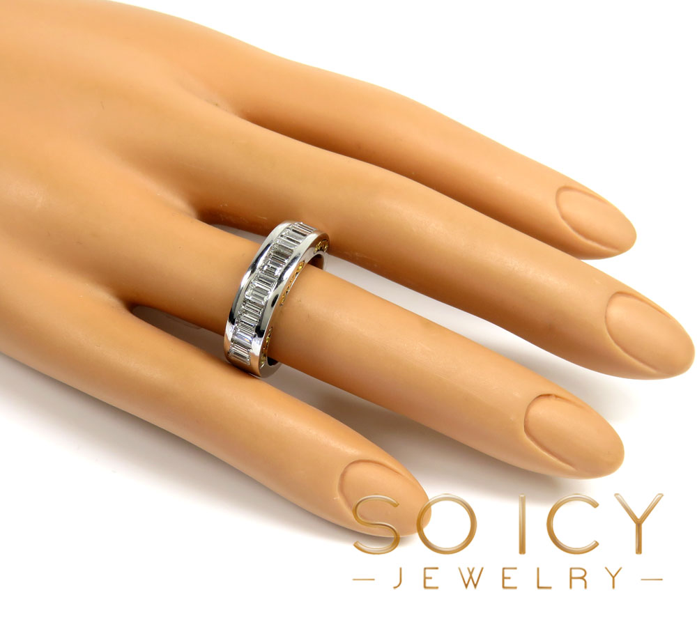 18k two tone gold baguette diamond wedding band 1.50ct - Image 7