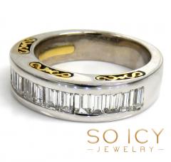 18k two tone gold baguette diamond wedding band 1.50ct