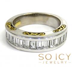 18k two tone gold baguette diamond wedding band 1.50ct