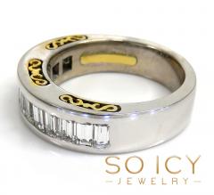 18k two tone gold baguette diamond wedding band 1.50ct