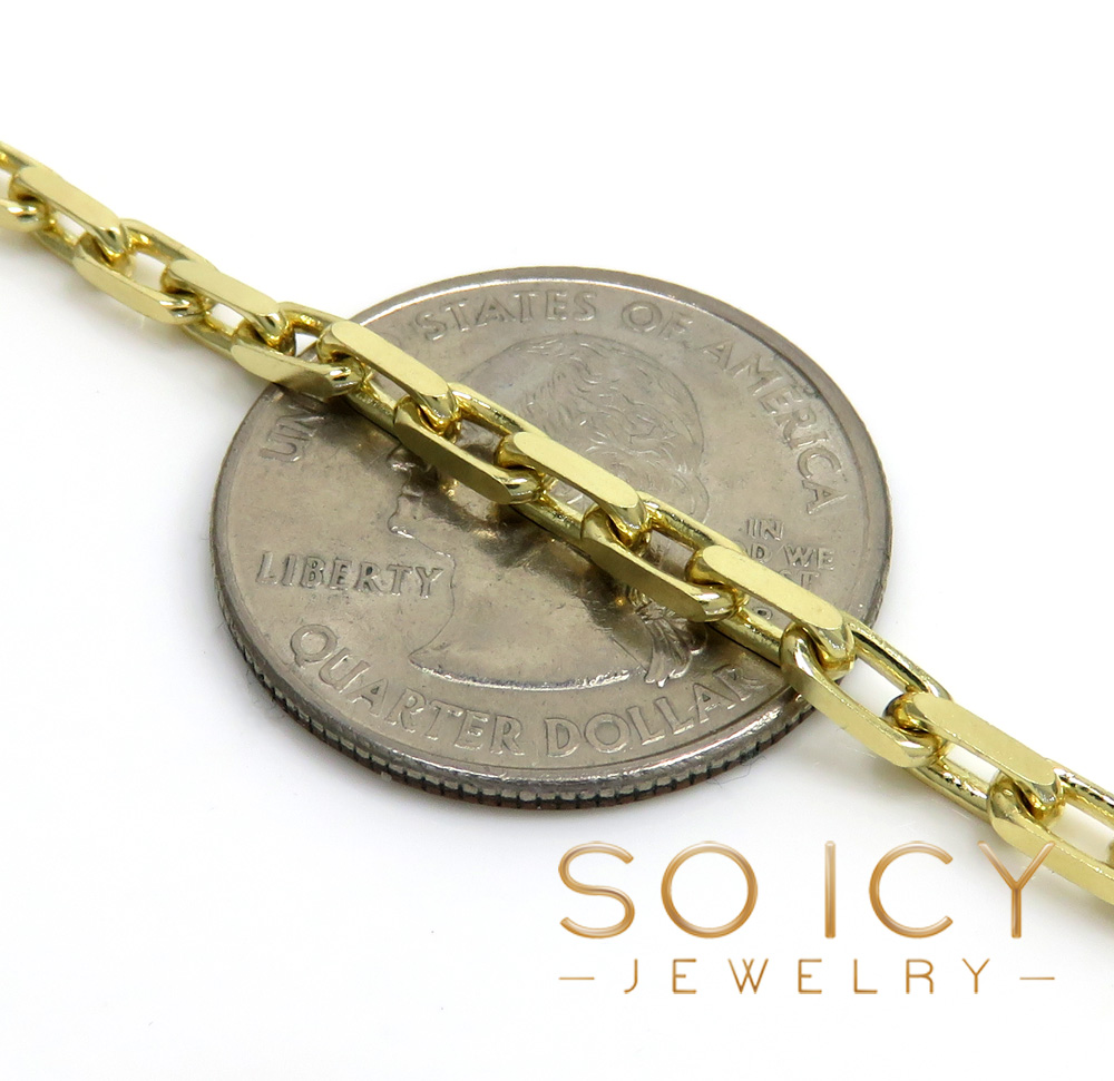 14k yellow gold solid flat edge cable link chain 18-26 inches 3mm 