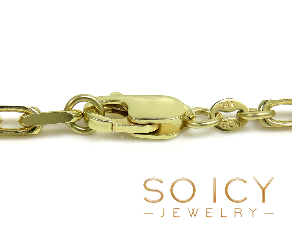 14k yellow gold solid flat edge cable link chain 18-26 inches 3mm 