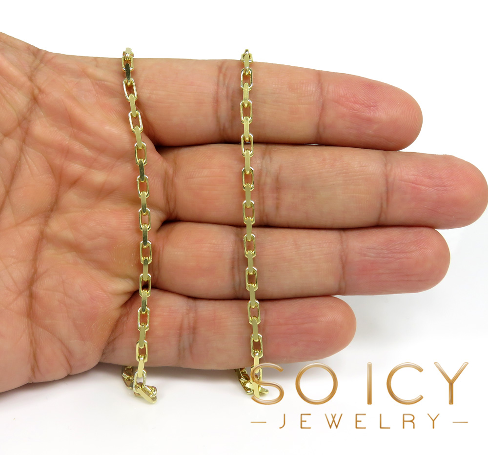 14k yellow gold solid flat edge cable link chain 18-26 inches 3mm - Image 4