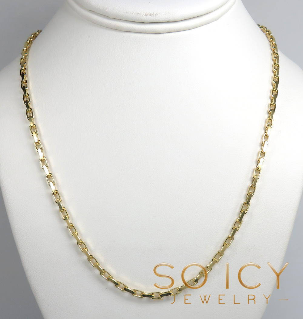 14k yellow gold solid flat edge cable link chain 18-26 inches 3mm 