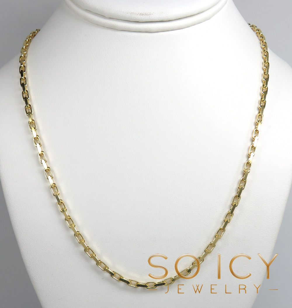 14k yellow gold solid flat edge cable link chain 18-26 inches 3mm 