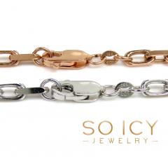 14k white or rose gold solid flat edge cable link chain 18-26 inches 3.50mm 
