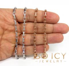 14k white or rose gold solid flat edge cable link chain 18-26 inches 3.50mm 