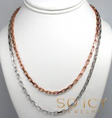 14k white or rose gold solid flat edge cable link chain 18-26 inches 3.50mm 