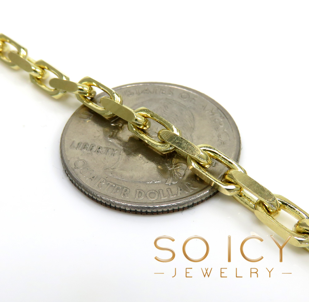 14k yellow gold solid flat edge cable link chain 18-26 inches 4mm - Image 2