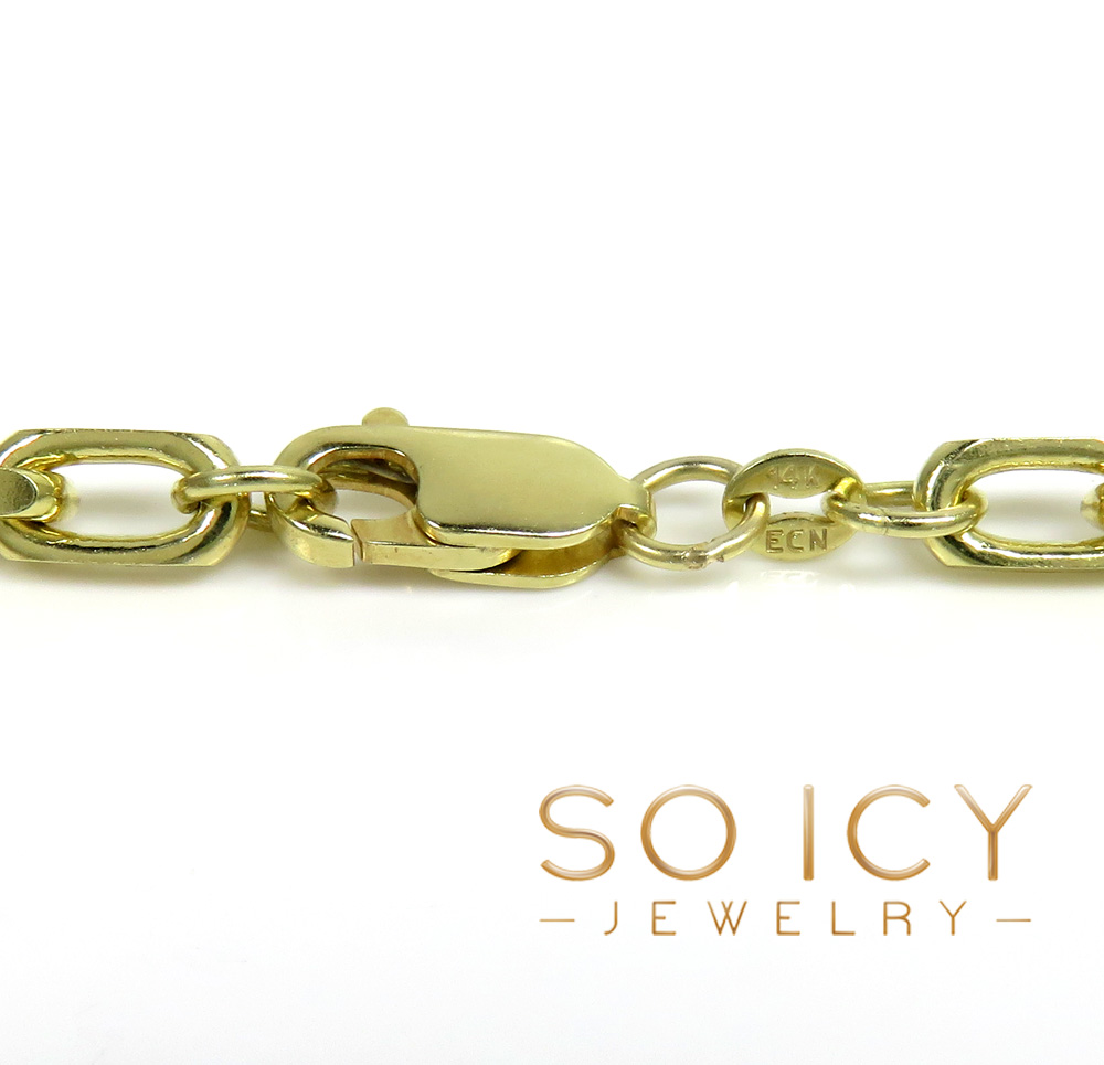 14k yellow gold solid flat edge cable link chain 18-26 inches 4mm - Image 3
