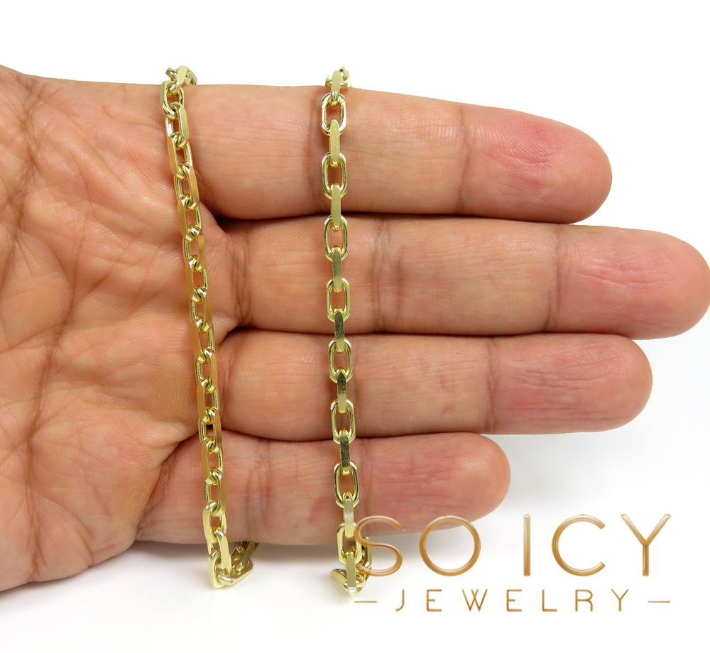 14k yellow gold solid flat edge cable link chain 18-26 inches 4mm 