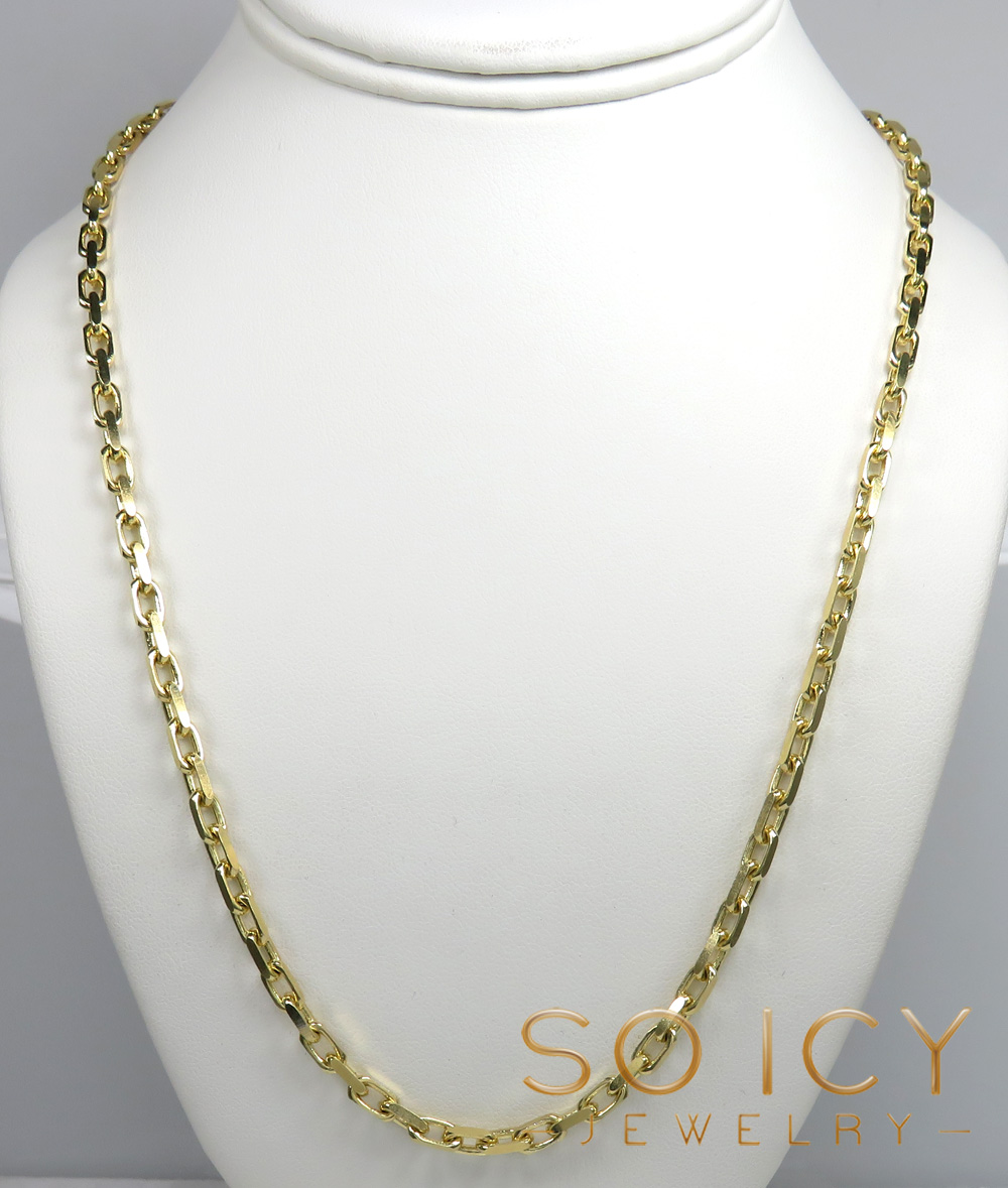 14k yellow gold solid flat edge cable link chain 18-26 inches 4mm 