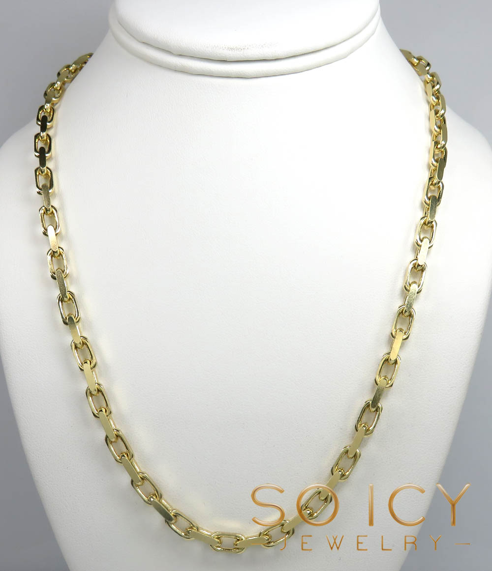 14k yellow gold solid flat edge cable link chain 18-26 inches 5mm 