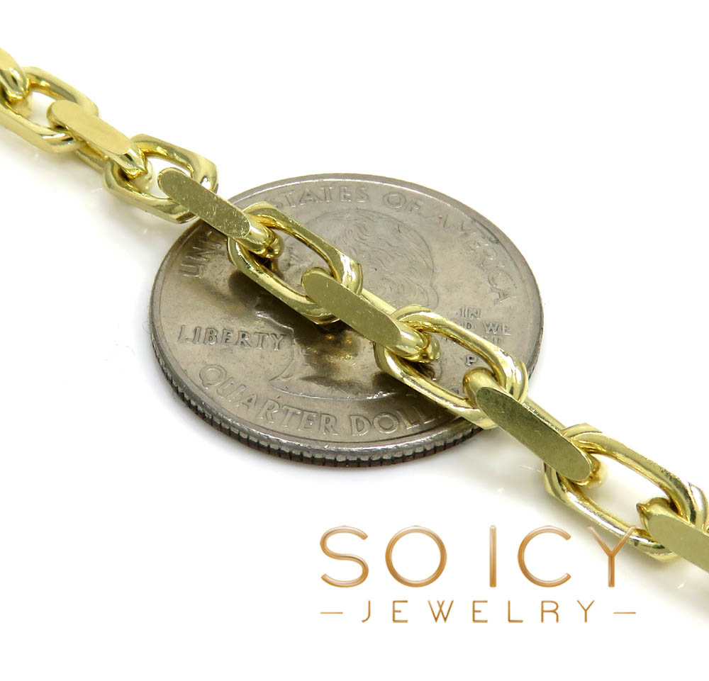 14k yellow gold solid flat edge cable link chain 18-26 inches 4.50mm 