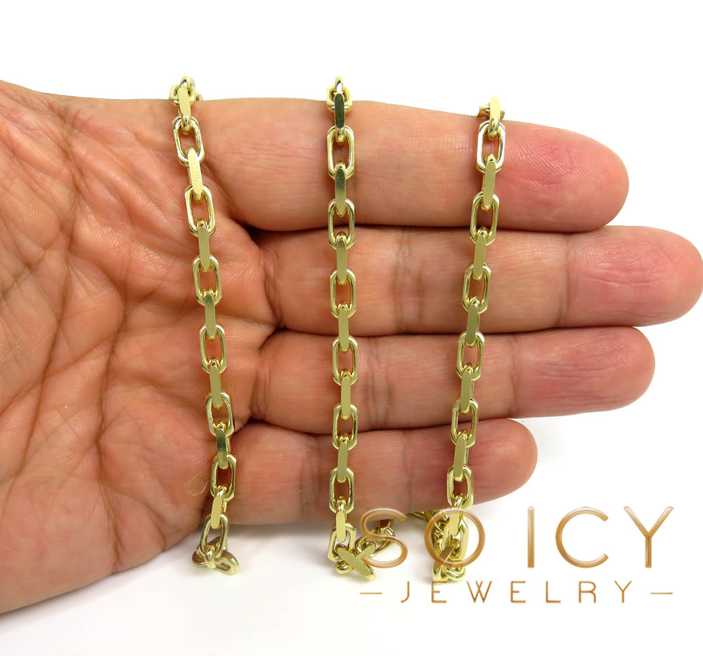 14k yellow gold solid flat edge cable link chain 18-26 inches 4.50mm 