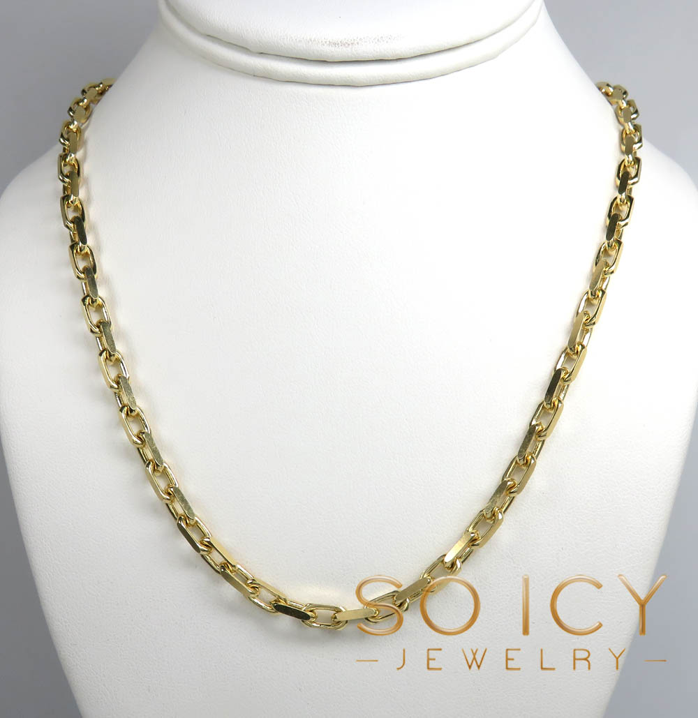 14k yellow gold solid flat edge cable link chain 18-26 inches 4.50mm 