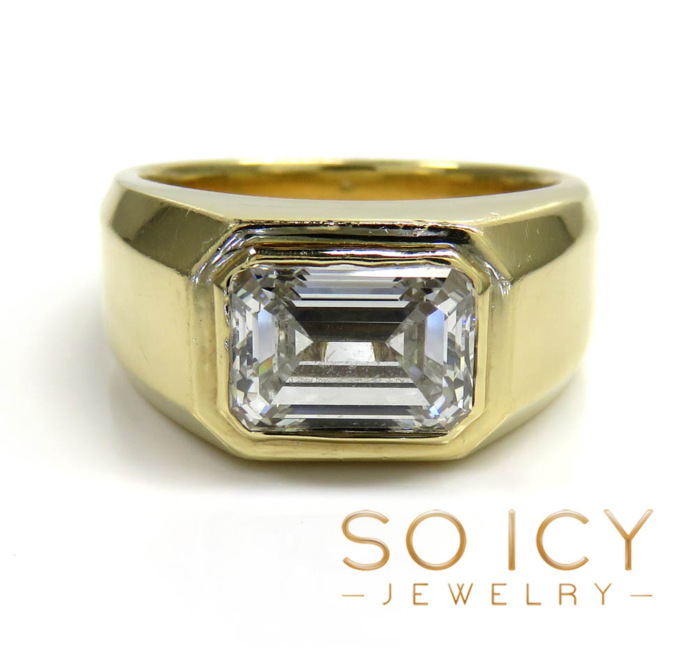 14k gold lab grown assher or emerald cut diamond ring 2.00ct 