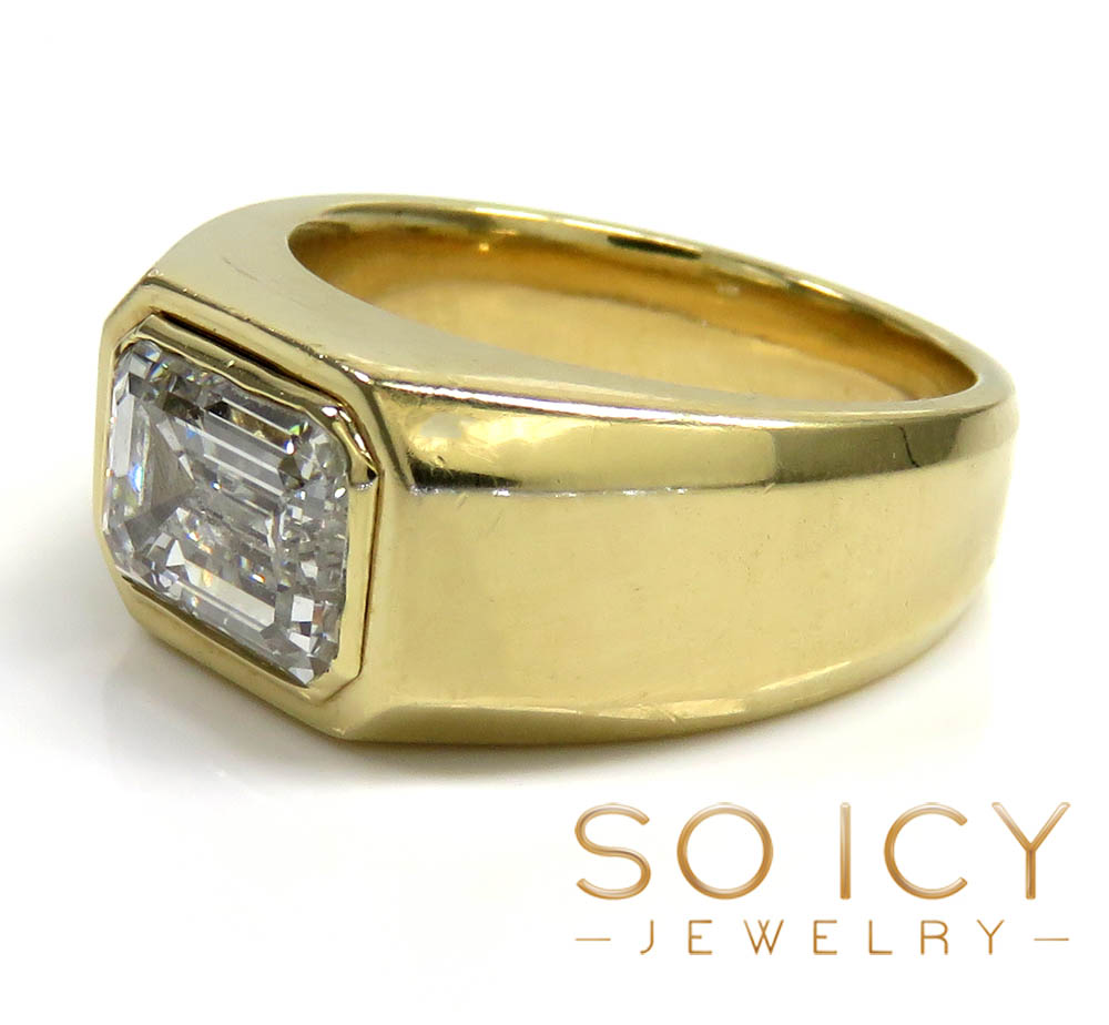 14k gold lab grown assher or emerald cut diamond ring 2.00ct 