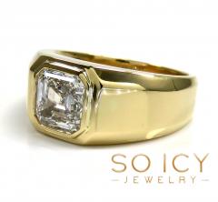 14k gold lab grown assher or emerald cut diamond ring 2.00ct 