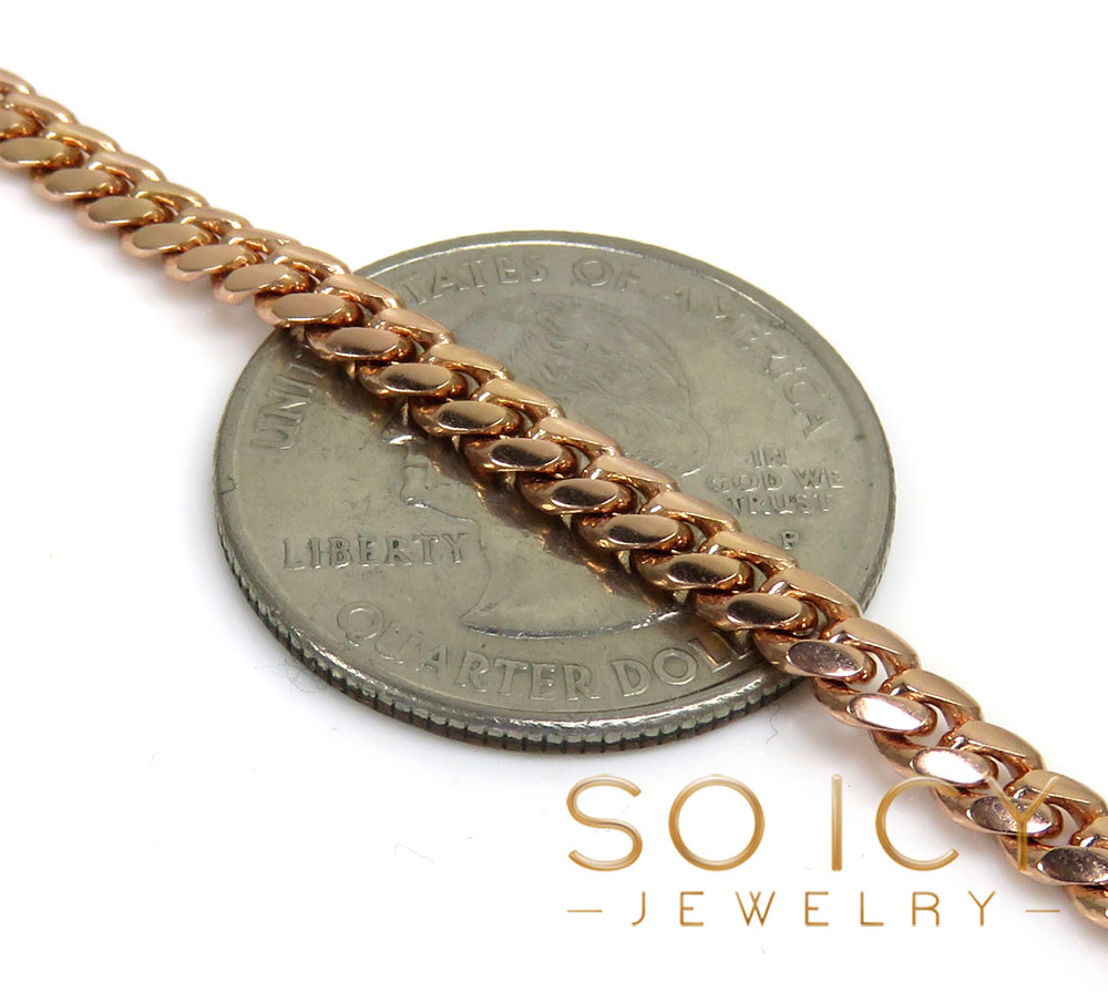 10k rose gold solid miami chain 22-24 inch 4mm - Image 2