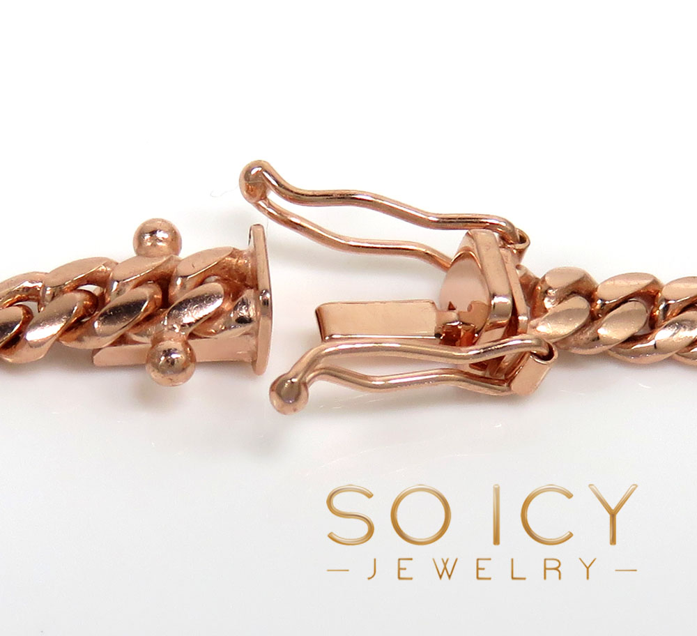 10k rose gold solid miami chain 22-24 inch 4mm - Image 3