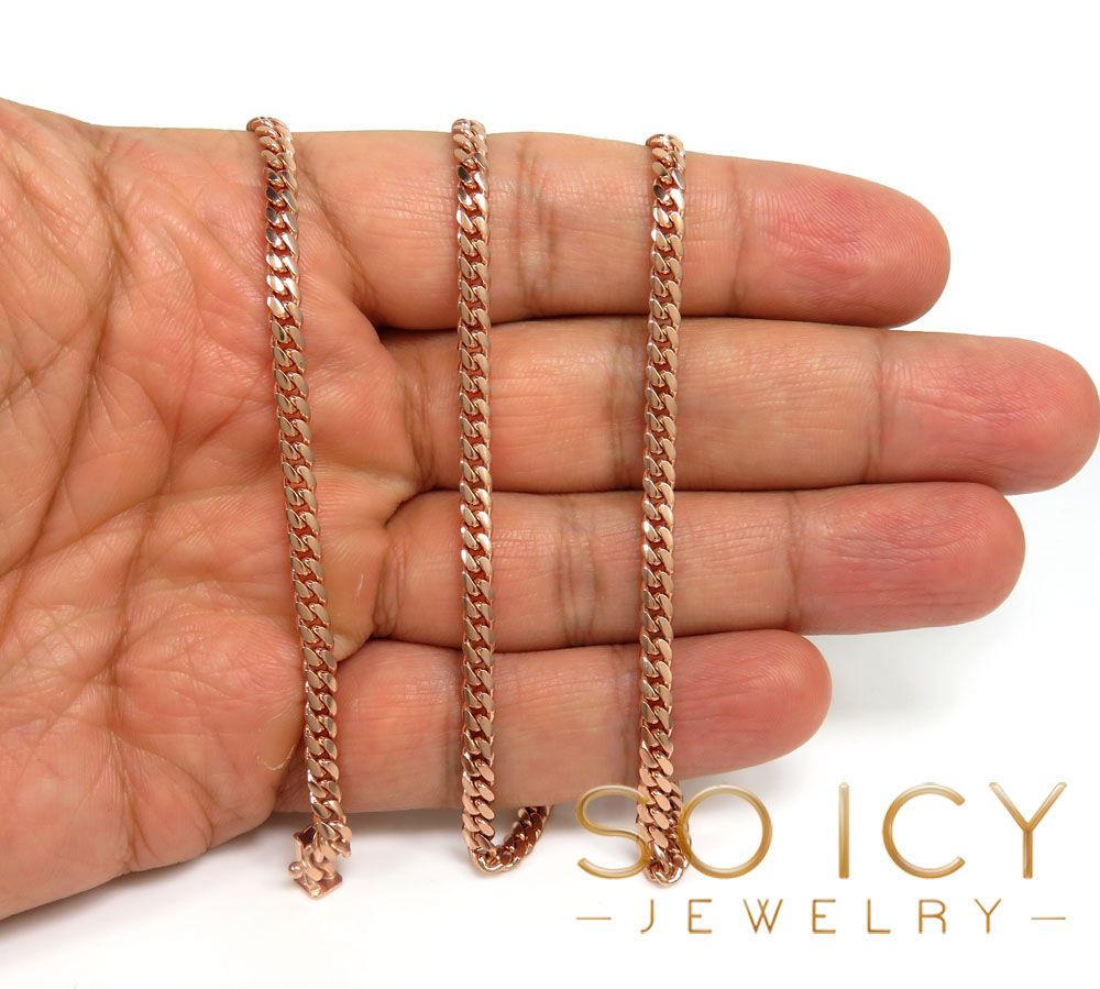10k rose gold solid miami chain 22-24 inch 4mm - Image 5