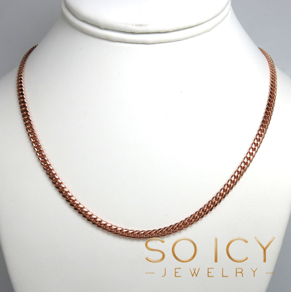 10k rose gold solid miami chain 22-24 inch 4mm
