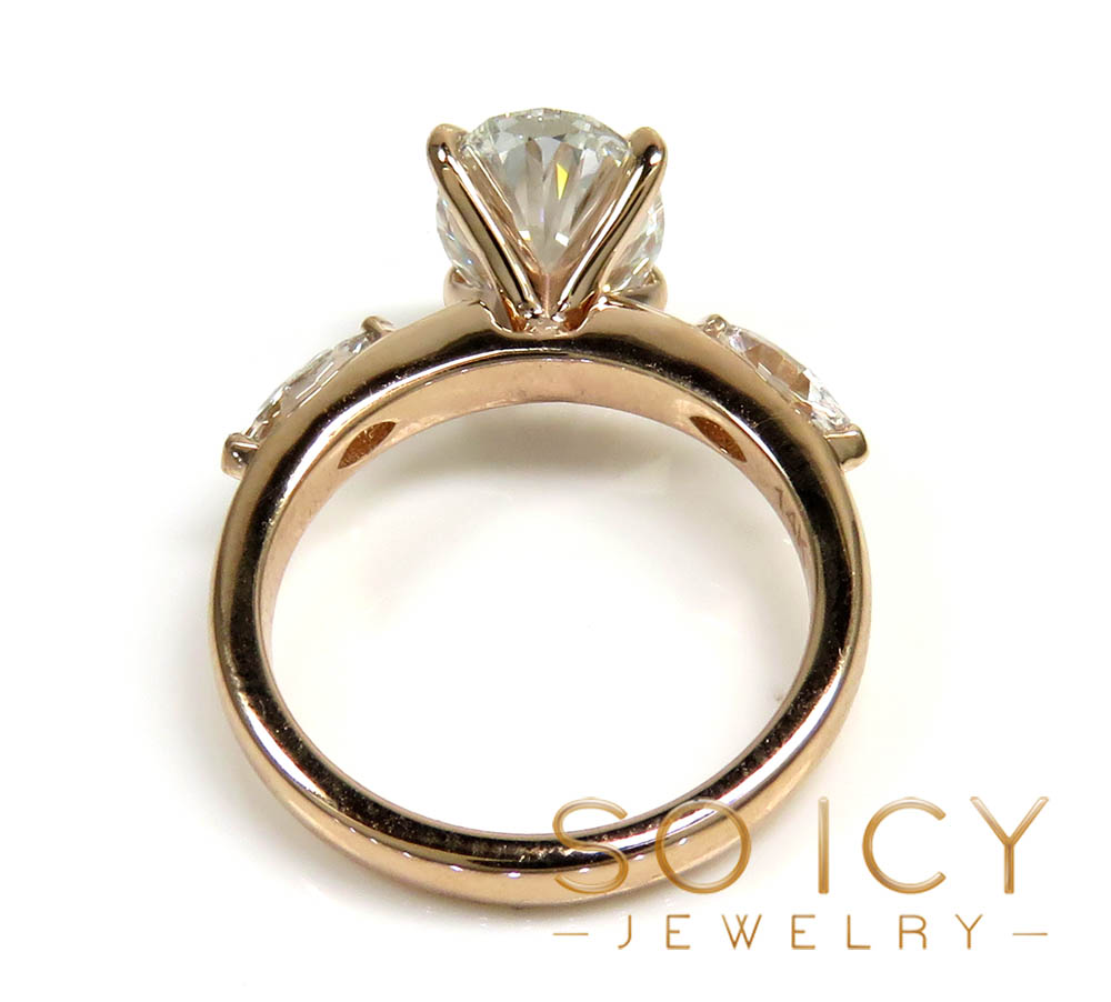 14k rose gold oval & marquise diamond engagement ring 2.90ct - Image 4