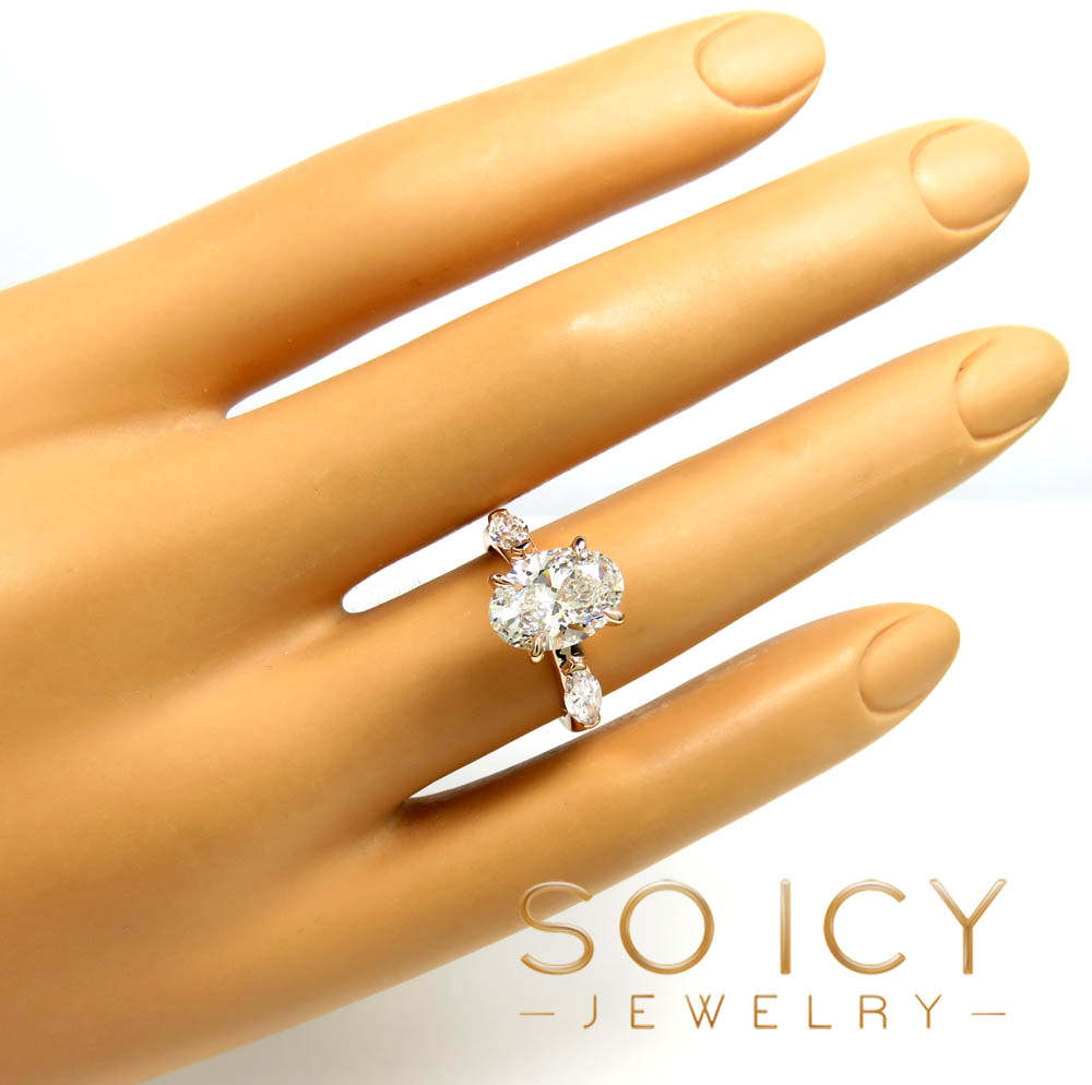 14k rose gold oval & marquise diamond engagement ring 2.90ct - Image 5