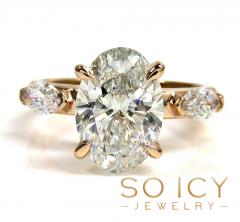 14k rose gold oval & marquise diamond engagement ring 2.90ct