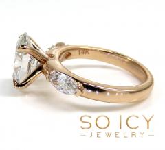 14k rose gold oval & marquise diamond engagement ring 2.90ct