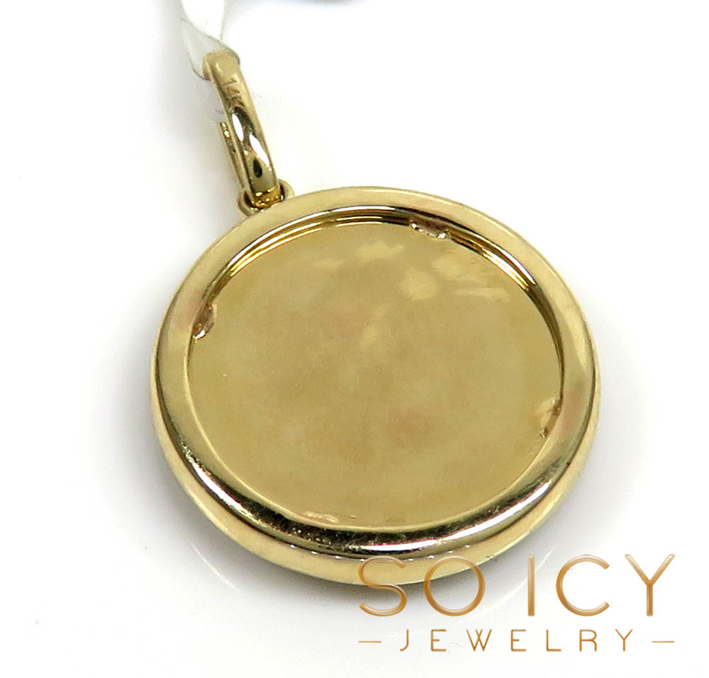 14k yellow gold black enamel diamond evil eye pendant 0.23ct 