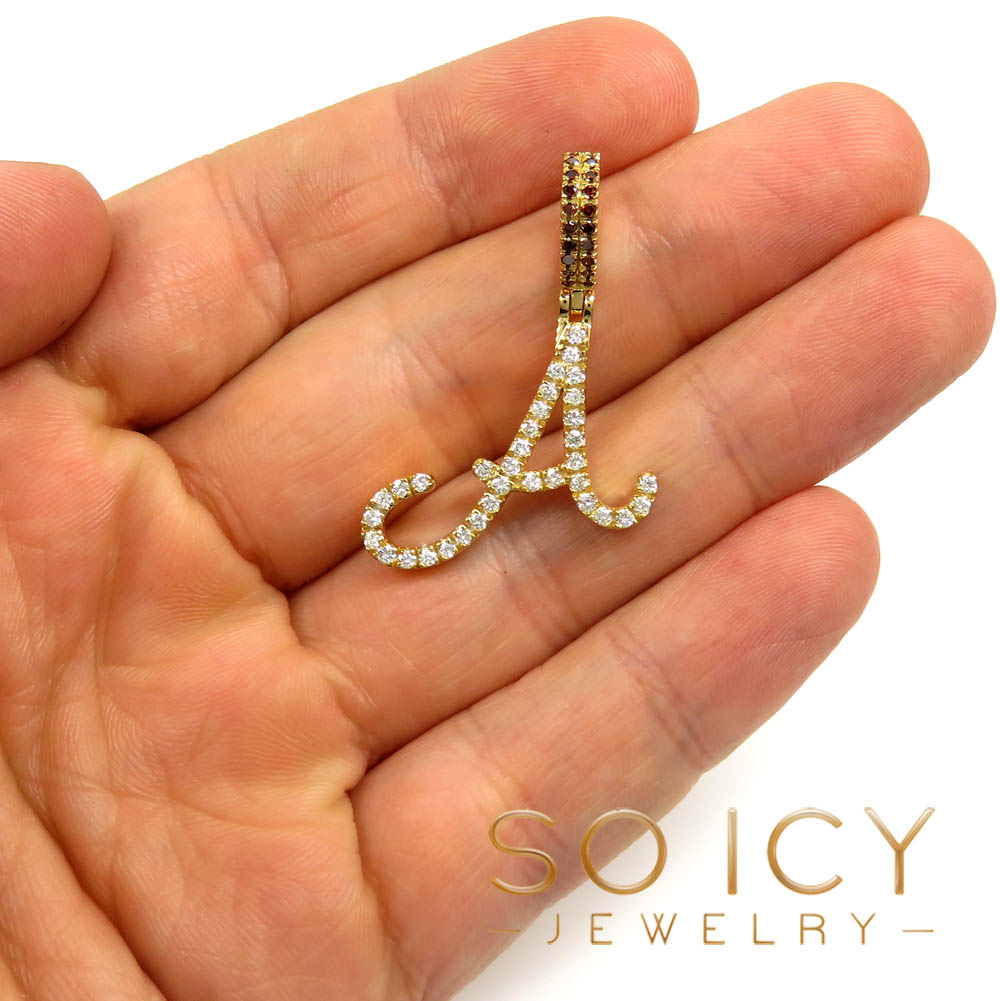 14k gold custom diamond initial a pendant 1.00ct
