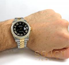 Rolex date just perpetual two tone 36mm custom diamond bezel 2.25ct