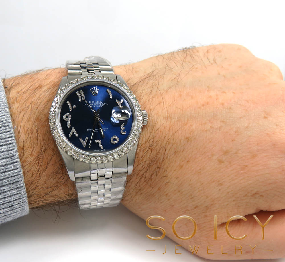 Rolex date just perpetual 36mm custom diamond bezel 1.25ct - Image 4