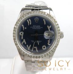 Rolex date just perpetual 36mm custom diamond bezel 1.25ct