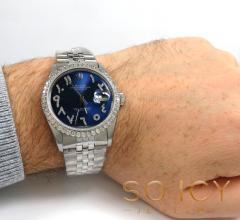 Rolex date just perpetual 36mm custom diamond bezel 1.25ct