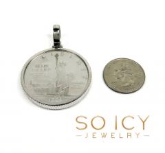 14k white gold coin frame holder w/ silver coin