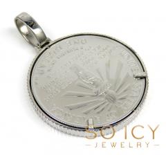 14k white gold coin frame holder w/ silver coin
