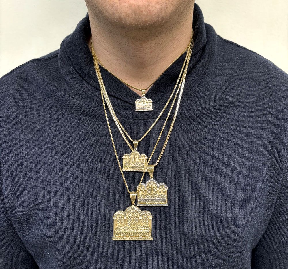 10k yellow gold small-xl jesus apostles last supper pendant 