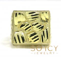 Mens 10k yellow gold medium square nugget ring