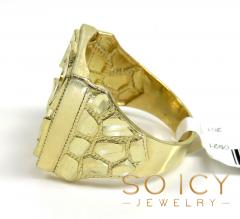 Mens 10k yellow gold medium square nugget ring