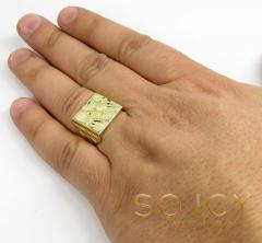 Mens 10k yellow gold medium square nugget ring
