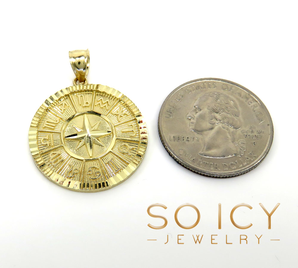 14k yellow gold small diamond cut zodiac pendant 