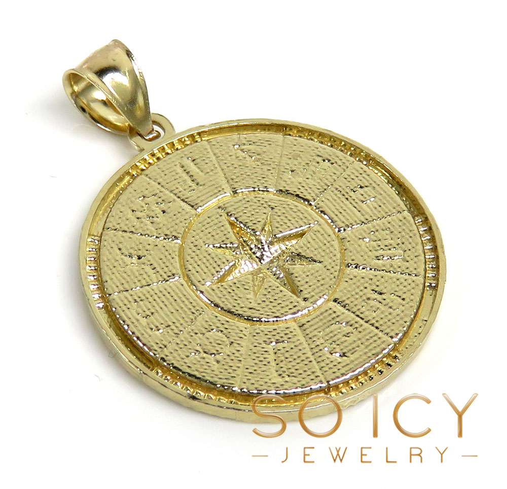 14k yellow gold small diamond cut zodiac pendant 