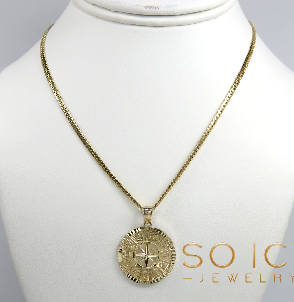 14k yellow gold small diamond cut zodiac pendant 
